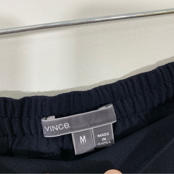 Vince‎ Medium Navy Blue Pull On Satin Troused Piped Wrap Seams Career - Picture 8 of 11